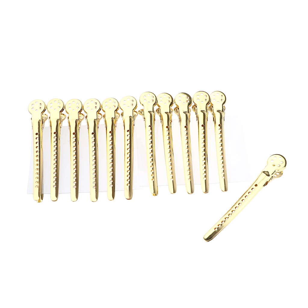 12Pcs Stainless Steel Hair Clips Professional Salon Sectioning Curling Grips Pins Hairdressing Tools Kit, 5 Colors Optional
