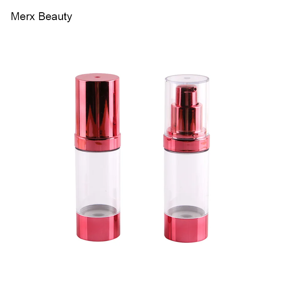 

Travel Size 15/30/50ml Airless Lotion Treatment Pump Bottle, Plastic, Clear Red Pump,cosmetics tube packing (20pcs) MERX BEAUTY