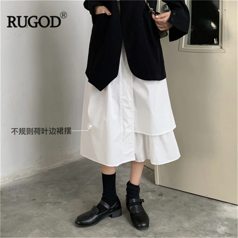 Однотонные Асимметричные женские юбки RUGOD элегантные плиссированные свободные