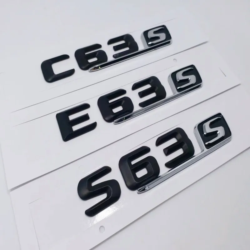 

1pcs 3D ABS Matt Black C63s E63S S63s Rear Trunk word Letters Badge Emblem Logo Decoration for Mercedes Benz AMG C Class C63 S