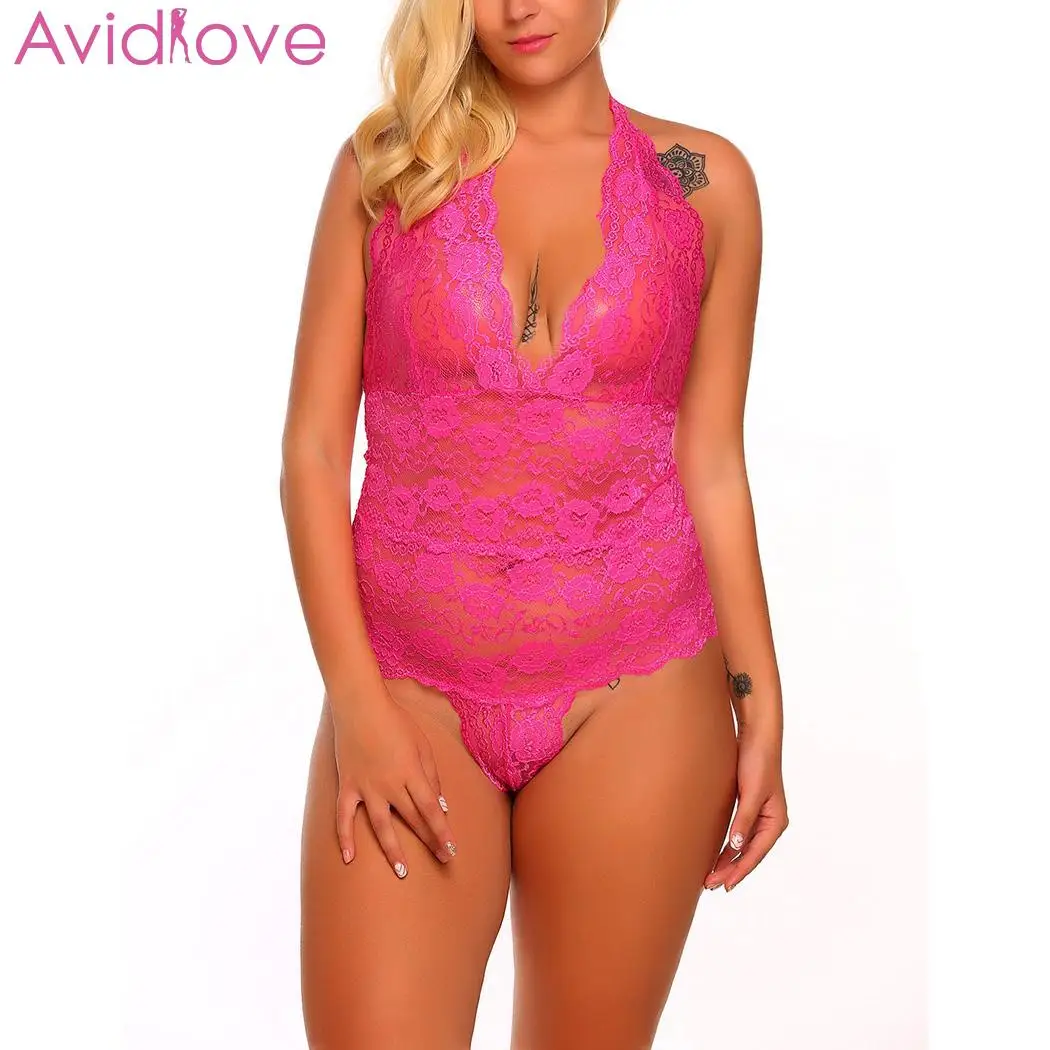 Женское боди с чулками Avidlove эротическое кружевное нижнее белье большого размера