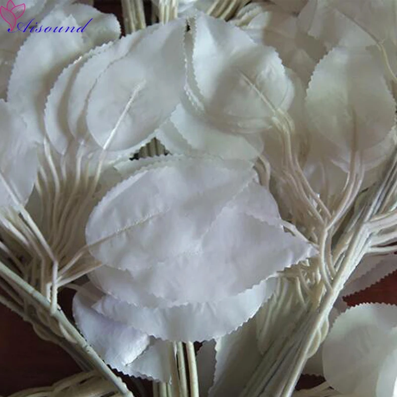 24pcs Decor flower white silk artificial leaves home decoration mulberry & gingko leaves for wedding party arch wedding AD