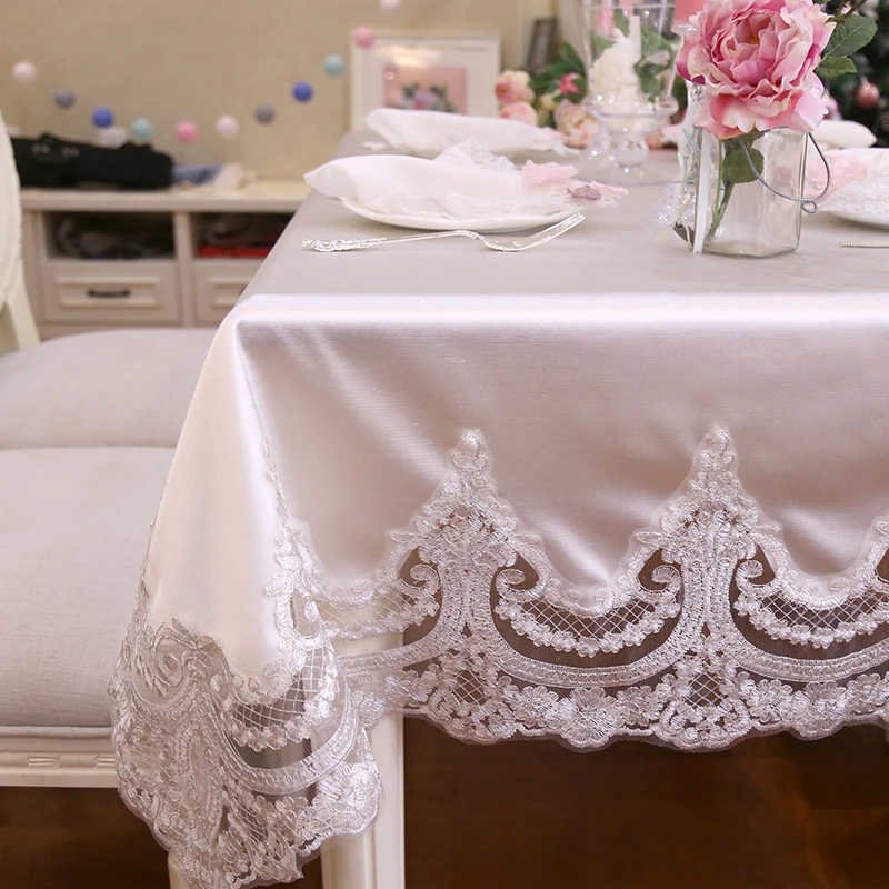 Новинка, красивые кружевные скатерти для стола, коврик для стола, Европейский Розовый и белый обеденный коврик, Свадебный Романтический Dec FG791