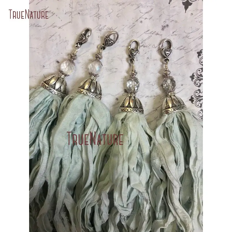 20180928-PM14494-interchageable sari silk tassel seafoam pendant bohemian tassels czech glass bead altered art lobster clasp large oval bead cap #349_1