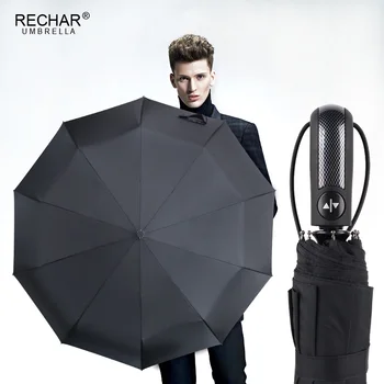 

Upgrade Aluminum Alloy 10K Windproof Umbrella Rain Women 3Folding Business Big Men Umbrellas Grid Handle Parasol Paraguas Mujer