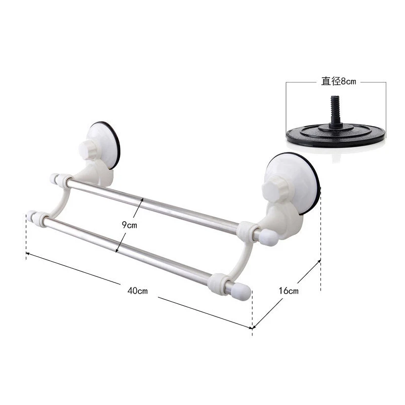 1PCS 40cm Long Towel Bar With Powerful Vacuum Suction Cup Tableware Cloth Storage Shelf Bathroom Accessories Stainless steel 1PCS 40cm Long Towel Bar With Powerful Vacuum Suction Cup Tableware Cloth Storage Shelf Bathroom Accessories Stainless steel