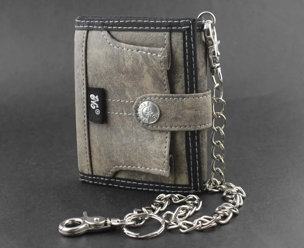 Mens Boys straps Meney Coin Card Wallet with Chain & Clip Canvas TriFold Slim-in Wallets from ...