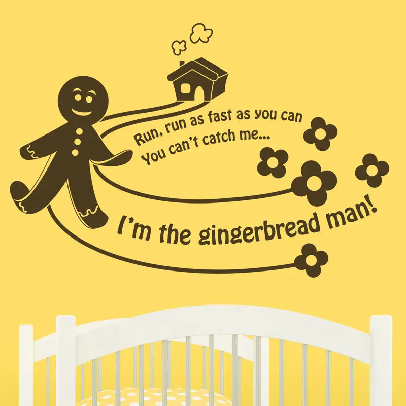 2016 NEW Gingerbread Man Nursery Rhyme Childrens Wall Sticker Art Decal