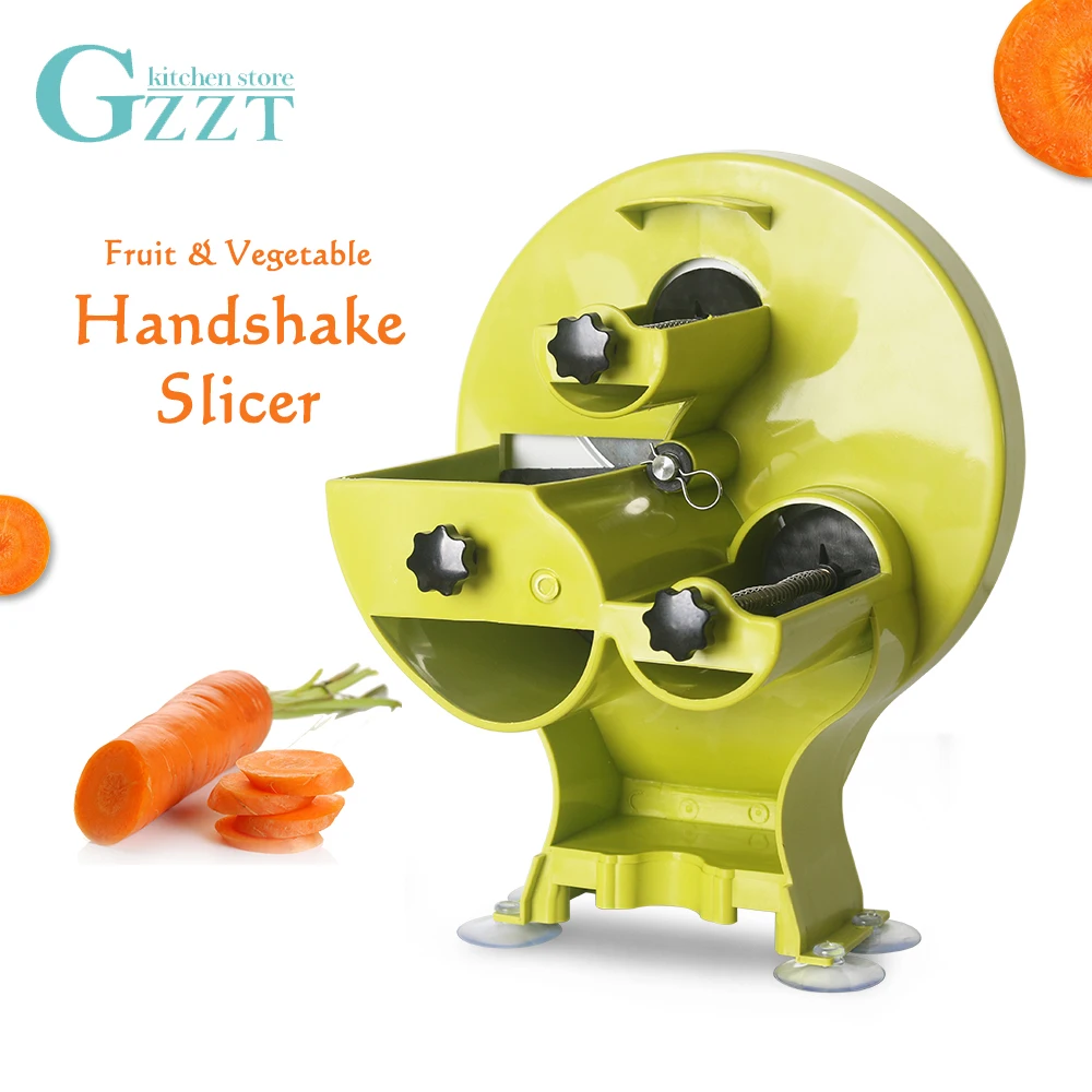 

GZZT Manual Fruits Cutter Vegetables Multi-function Lemon Slicer 0.8-8MM Thickness with 3 Inlet Commercial/Household Hot Sale
