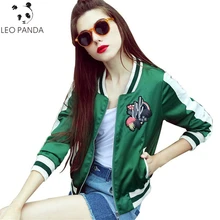 Новинка, весна-осень, женская модная куртка с круглым вырезом, зеленые вышитые цветы, Свободное пальто размера плюс, Женская бейсбольная форма HD244