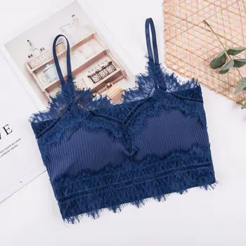 

2019 Women Beautiful Back Cropped Top Wireless Lace Tube Tops Camisoles Underwear Lingerie S012