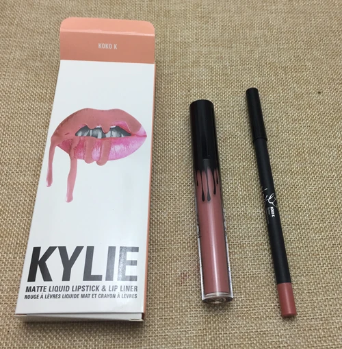 hot new KYLIE matte lipstick+lips pencil makeup lasting waterproof liquid lip gloss kilie lipstick kyliejenner lip - Color: KOKO K