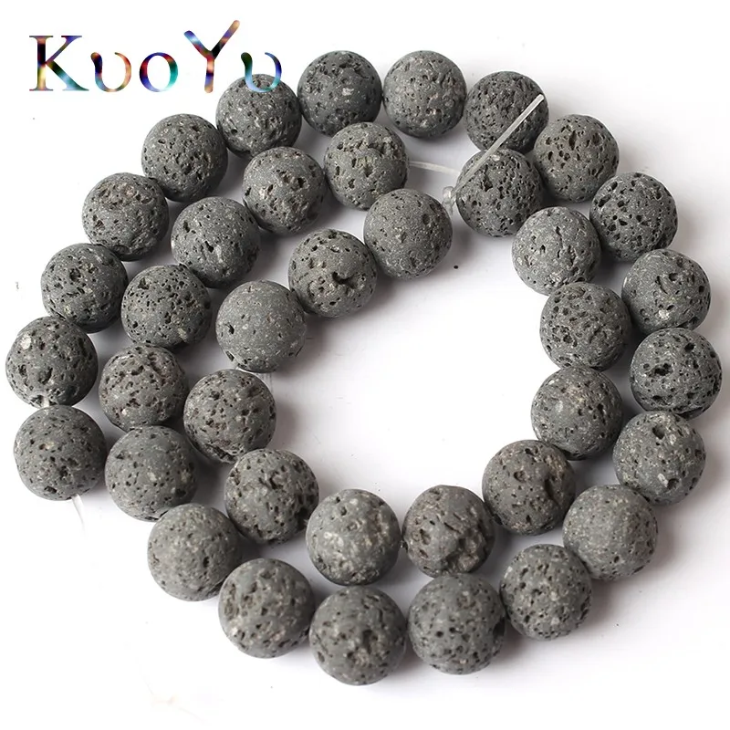 

Natural plated Dark Gray Volcanic Lava Stone Round Loose Rocket Beads For Jewelry Making DIY Charms Bracelets 15" 4/6/8/10/12mm