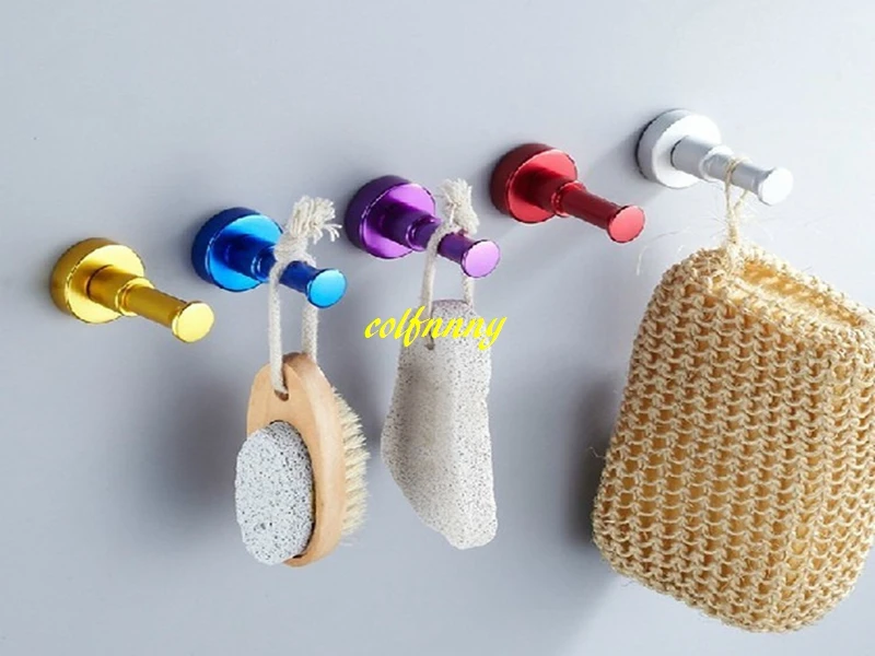 100 шт./лот 10 Цвета пространство Алюминий DIY Полотенца стены крюк ногтей Ванная комната Кухня Одежда ключ Hat стойки мешок вешалка держатель