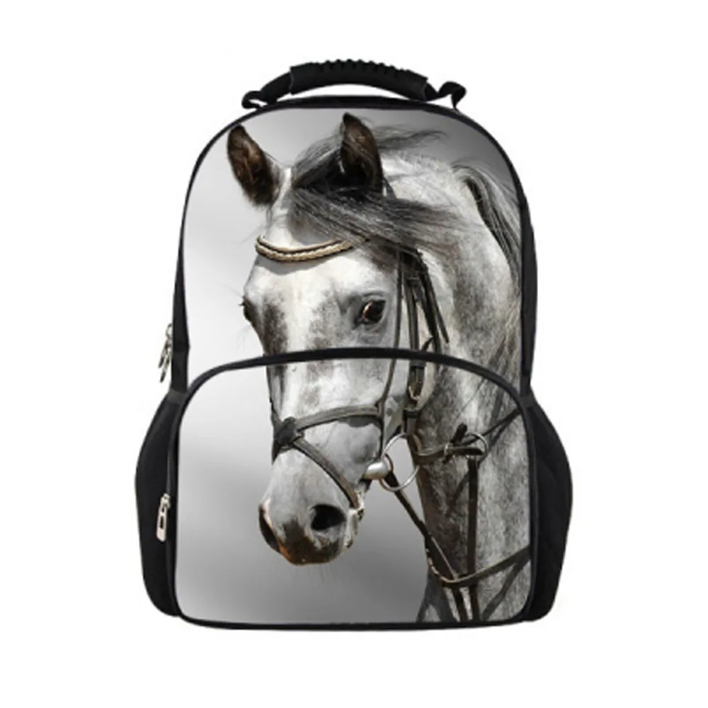 

Hot Animal Children Kids School Backpack 3D Crazy Horse Print Men's Backpacks Large Capacity Rucksack for Boys Travel Backpack
