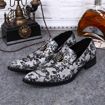 

Plus Size New Arrival Designer Pointed Toe Slip on Man Loafers Patent Leather Men's Runway Modern Wedding Party Shoes SL331