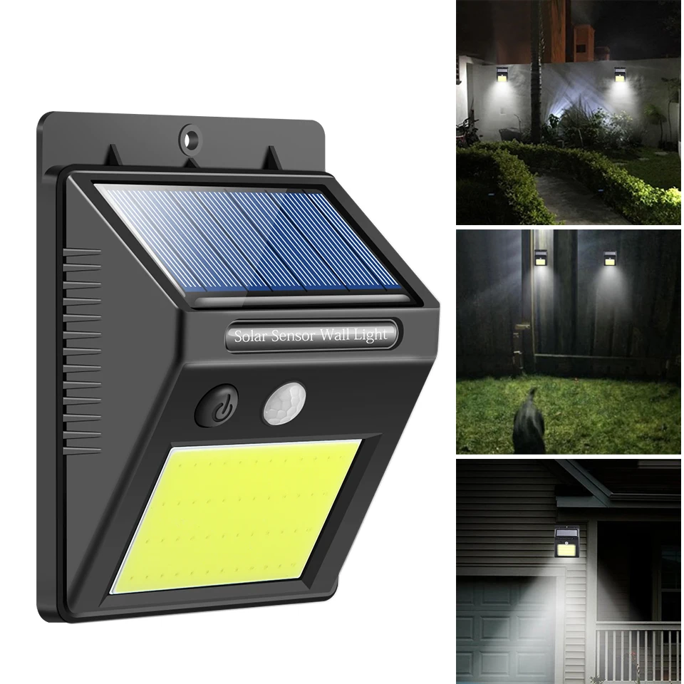 1pc Solar Light Outdoor Garden Security Led Solar Powered Panel Lamp Wall Lampada PIR Motion Sensor Waterproof IP65 Decorative