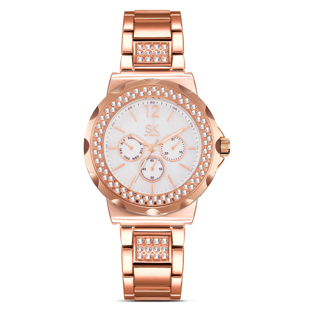New Rose Gold Watch Women Quartz Watches Ladies Top Brand Crystal