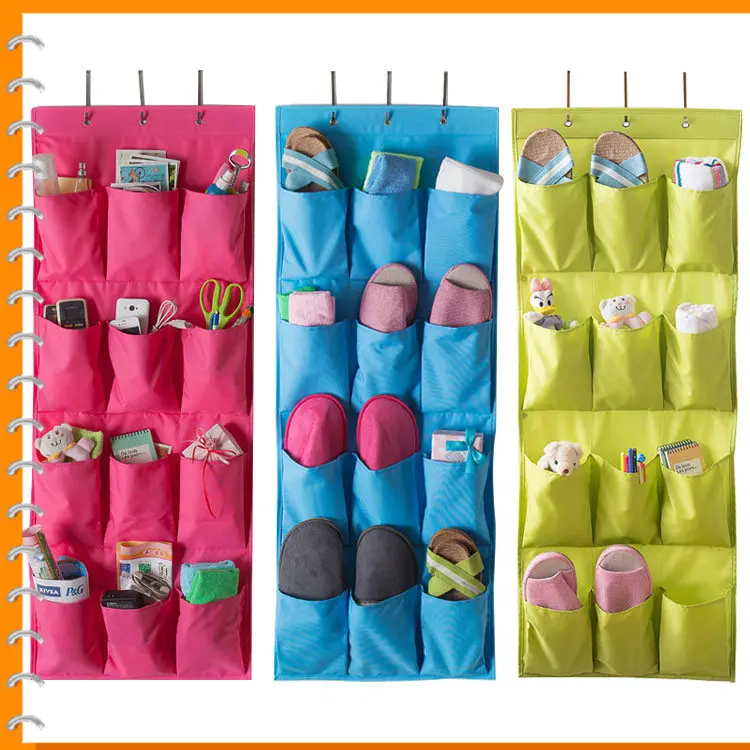 12 Pocket Hanging Shoes Storage Bag Behiand the Door Oxford Farbic Storage Saving Bag Multilayer
