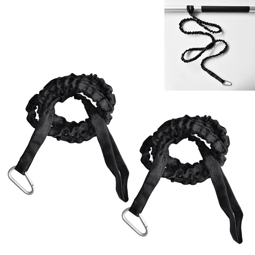 2 Pieces Kayak Canoe Paddle Leash Fishing Rod Leash Safety Cord & Carabiner