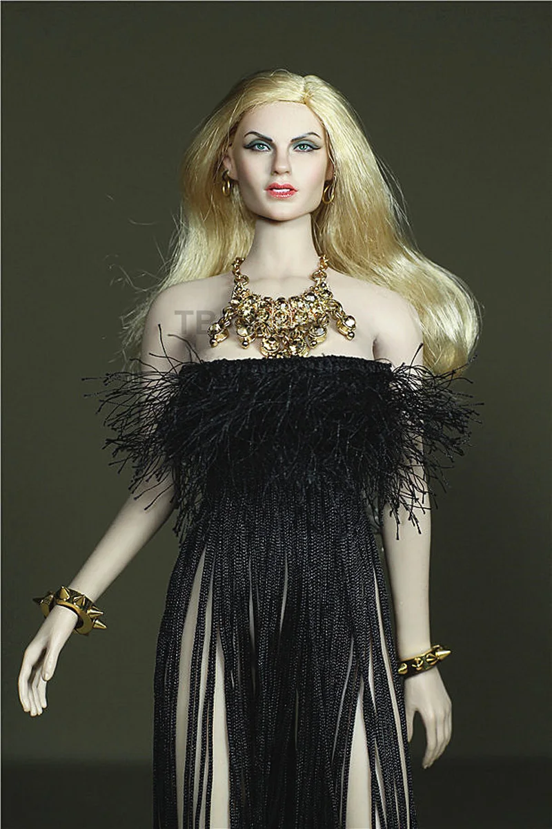 Barbie Phicen Doll Clothes Custom Made 1/6 Scale Black Fringed