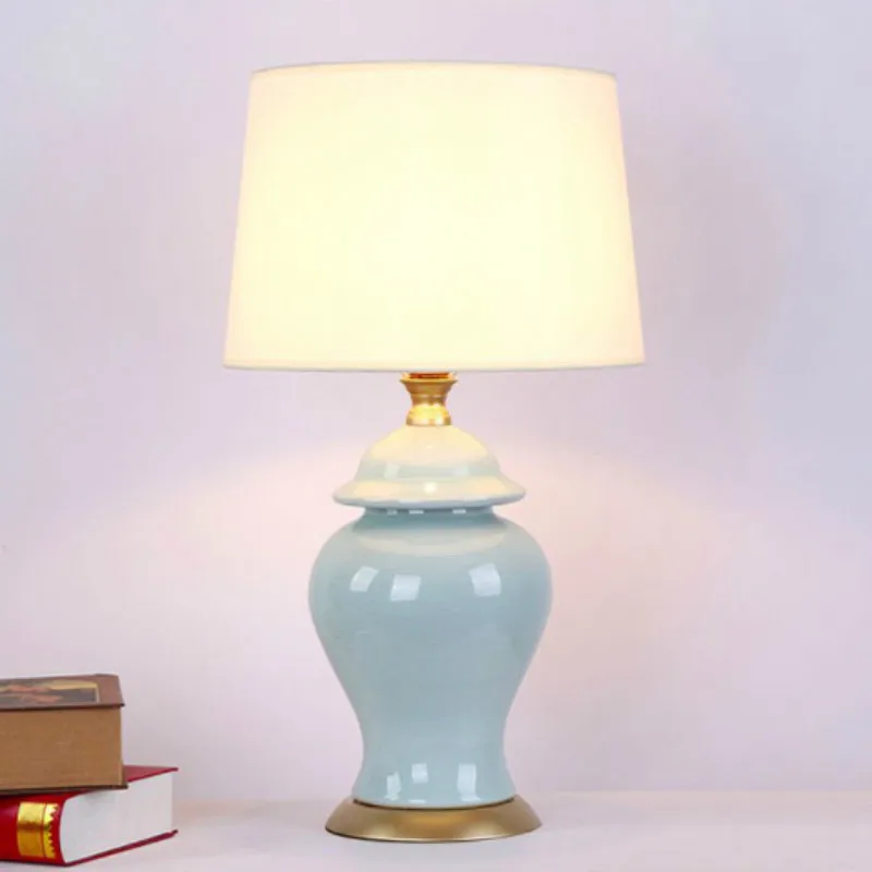 Modern American Rural Ice Cracked Ceramic E27 Table Lamp For Living