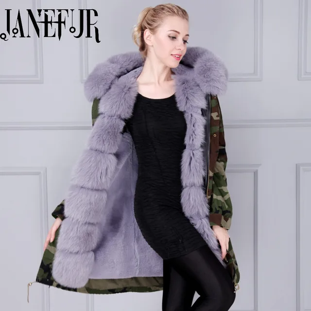 Best price at $390 Cheap Top quality winter jacket mr mrs furs parka coats natural faux fur lined & large real fox fur collar hood red fur parka