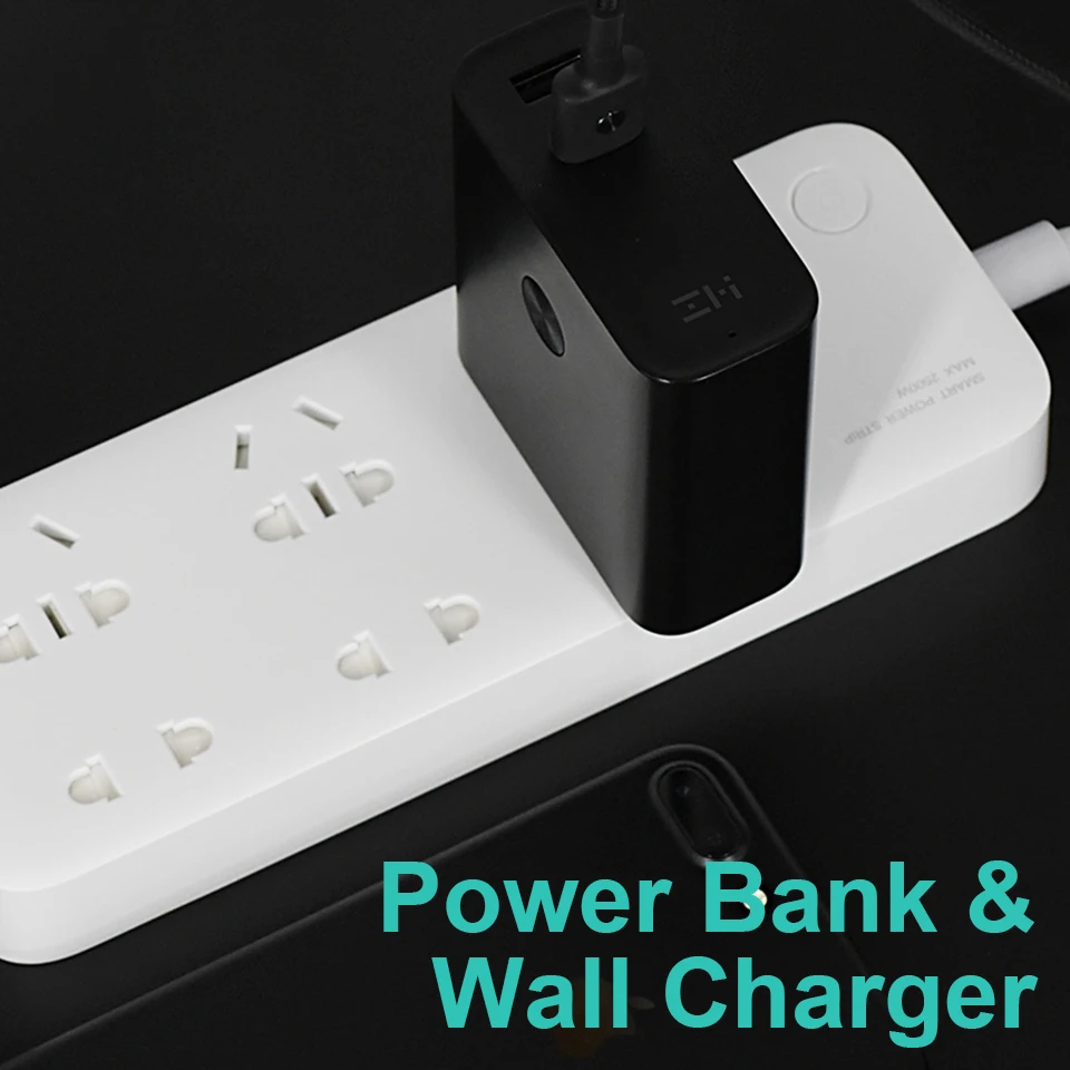 Оригинальный Xiaomi ZMI 2 in 1 6500 мАч power Bank с настенным зарядным устройством Quick Charge 3 0