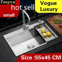 Мойка овощей высокого качества, кухонная ручная раковина одинарная мойка 304 из нержавеющей стали, Горячая 55x45 см