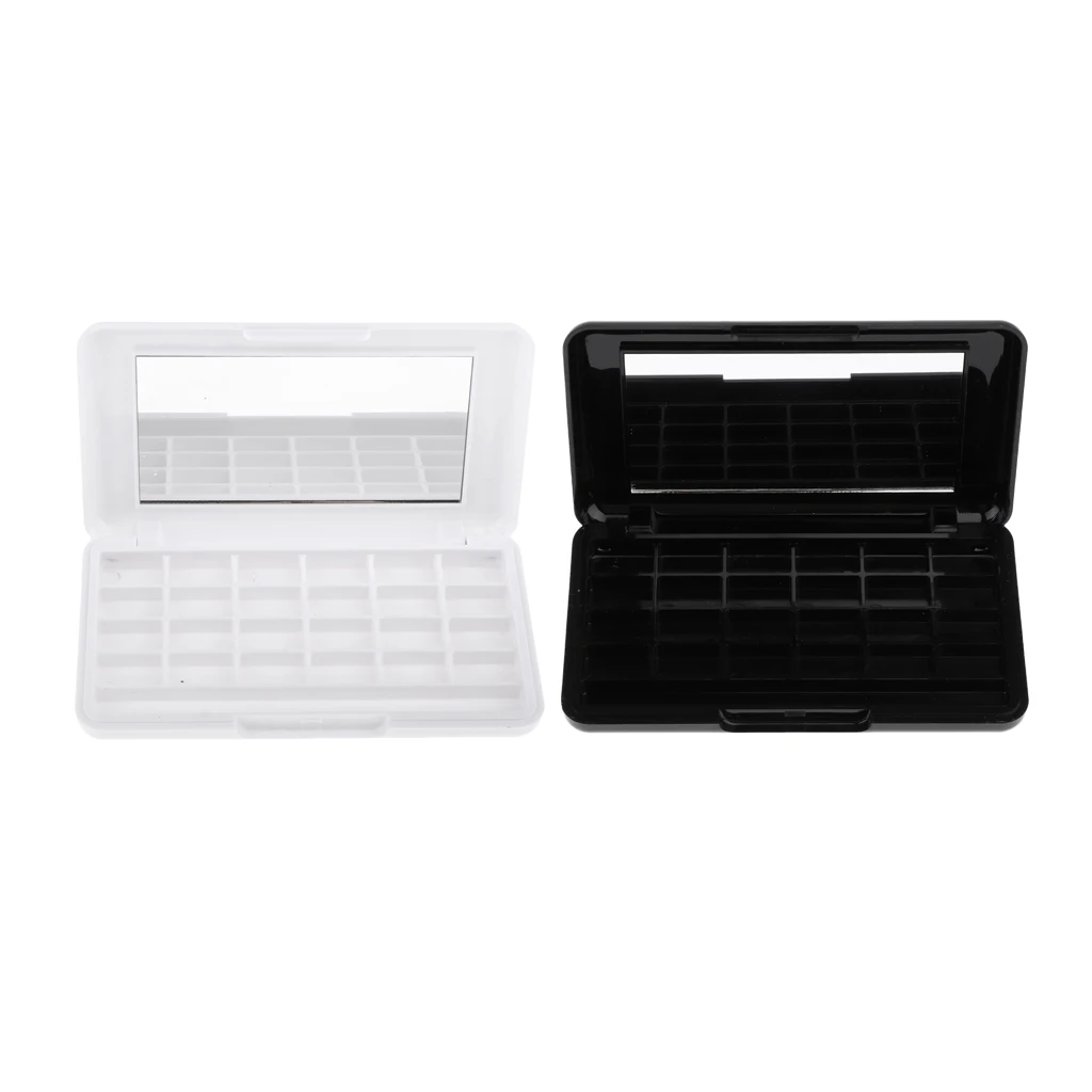 

24-Well Plastic Foundation/Lipstick Palette (Empty) for Lip Colors With Mirror for Travel ABS Plastic Safe and Non-Toxic