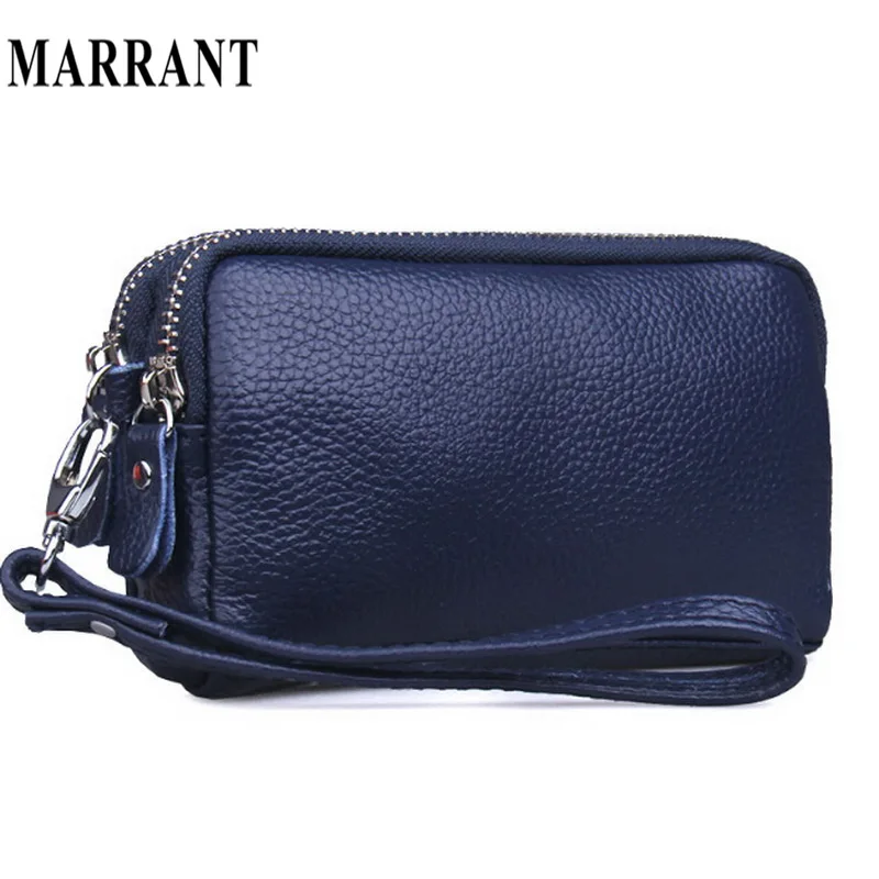 Fashion women purse 100% Genuine leather wallets lady clutch bag real cowskin leather wallets double zipper small clutch bag