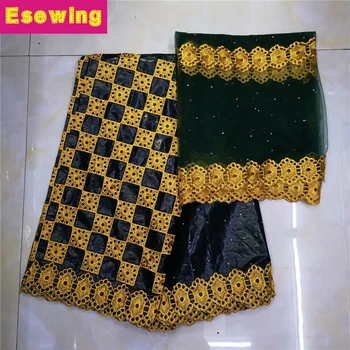 

2019 african Bazin riche fabric tissu Nigerian cotton embroidered Bazin riche getzner with tulle lace set african lace fabric