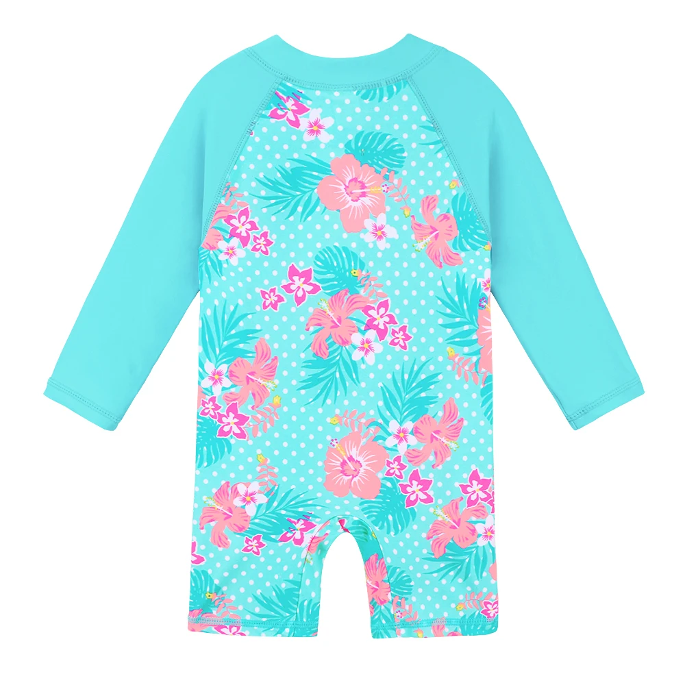 Baby Infant Toddler Girls One Piece Long Sleeve Rashguard Shirt Princess Floral Swimwear Bathing Suit UPF50+