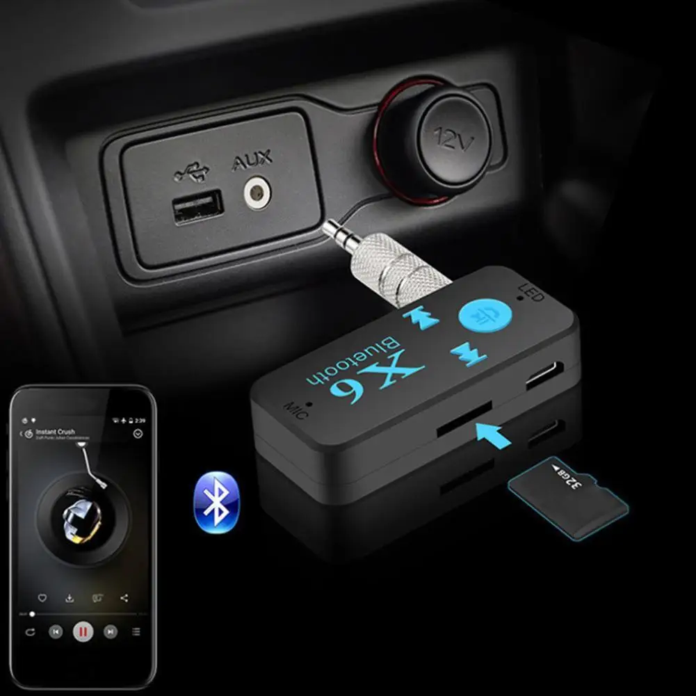 

MP3 Music Bluetooth Receiver Car Kit Wireless Handsfree 3.5MM Jack AUX Audio Headphone Bluetooth Adapter Hands Free Calling