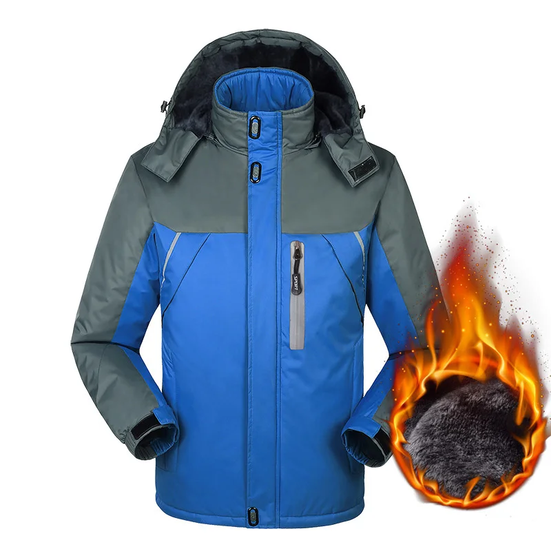 Зимние куртки, мужские пальто, M-9XL, повседневная мужская ветровка с капюшоном, ветрозащитная, водонепроницаемая, мужская верхняя одежда - Цвет: Blue