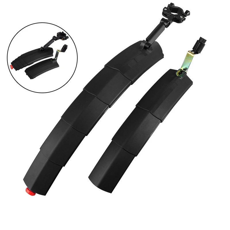 

JAEHEV Universal Telescopic Floding Bike Mudguards Scalable Fenders Plastic Front & Rear Mount Bicycle Cycling Fender LED Lights
