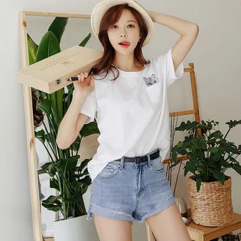 

Dabuwawa Summer Denim Shorts New Fashion Tassel Straight Denim Shorts Women Female Korean Wide Leg Shorts DN1BSP003