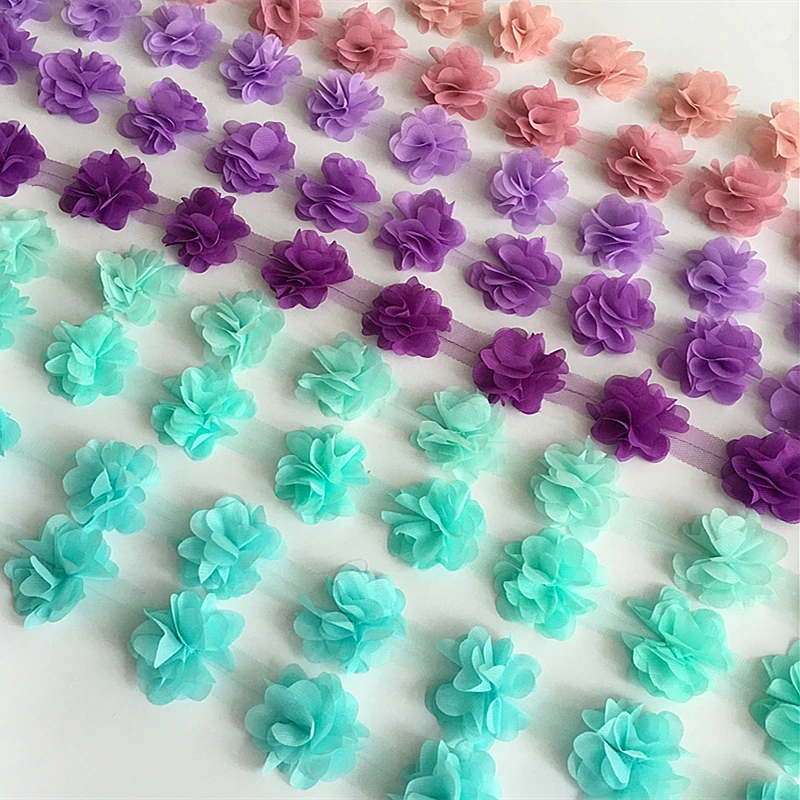 3D Chiffon Flowers DIY lace trim lace ribbon decoration clothes accessories 24 flowers(about 2 yards) 33 colors 6cm Width lace ribbon,lace garment accessories,lace decoration,lace accessories,lace sewing accessories,clothing accessories