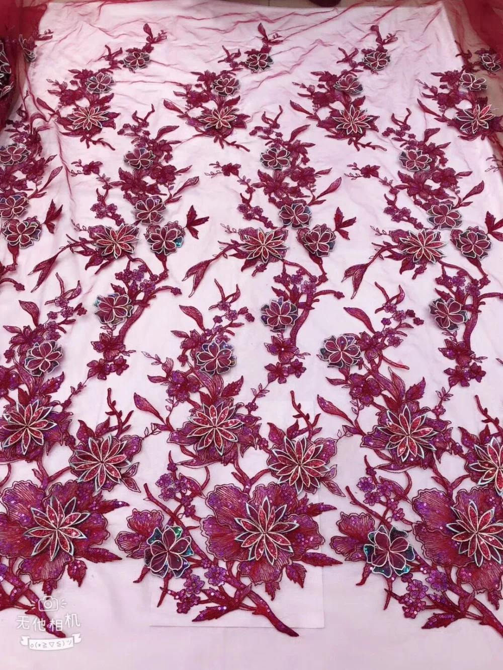 

embroiderd lace fabric ZH-1123 with sequins beautiful Nigerian sequins lace fabric for party dress