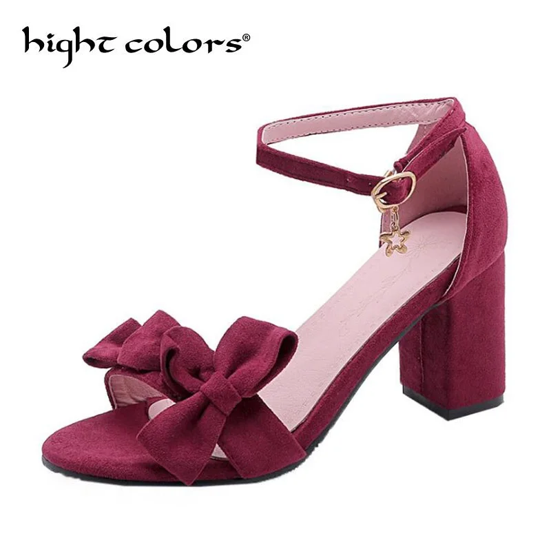 

Women Sweet bow Sandals Spike Heels Office Ladies Pumps Fashion Buckle Strap Ladies Heeled Shoes Zapatos De Mujer SS128