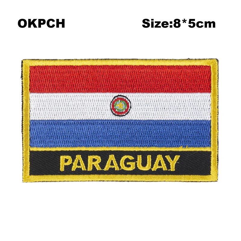 

Paraguay Square Shape Iron-on Flag Patch Embroidered Saw on Badges Patches for Clothing PT0026-R