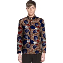 Платье рубашка мужская африканская Печать Рубашки Африка праздничный узор с длинным рукавом рубашки мужская мода Африка печать одежда для мужчин