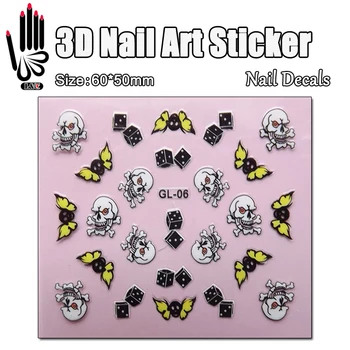 

1 Sheet 3D Nail Art Sticker GL06 Dice Skulls Design Nail Art Transfer Sticker Decal Sticker For Nail Art Decoration
