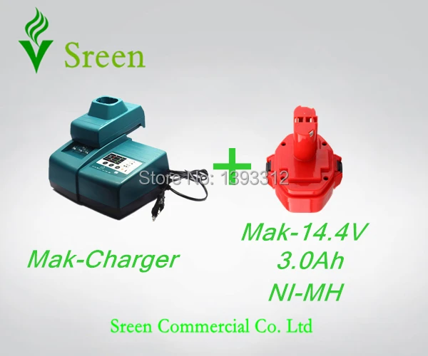 

New Power Tool Battery Charger 14.4V NI-MH 3000Ah Rechargeable Battery Replacement for Makita 1433 1434 1435F 192699-A 193158-3