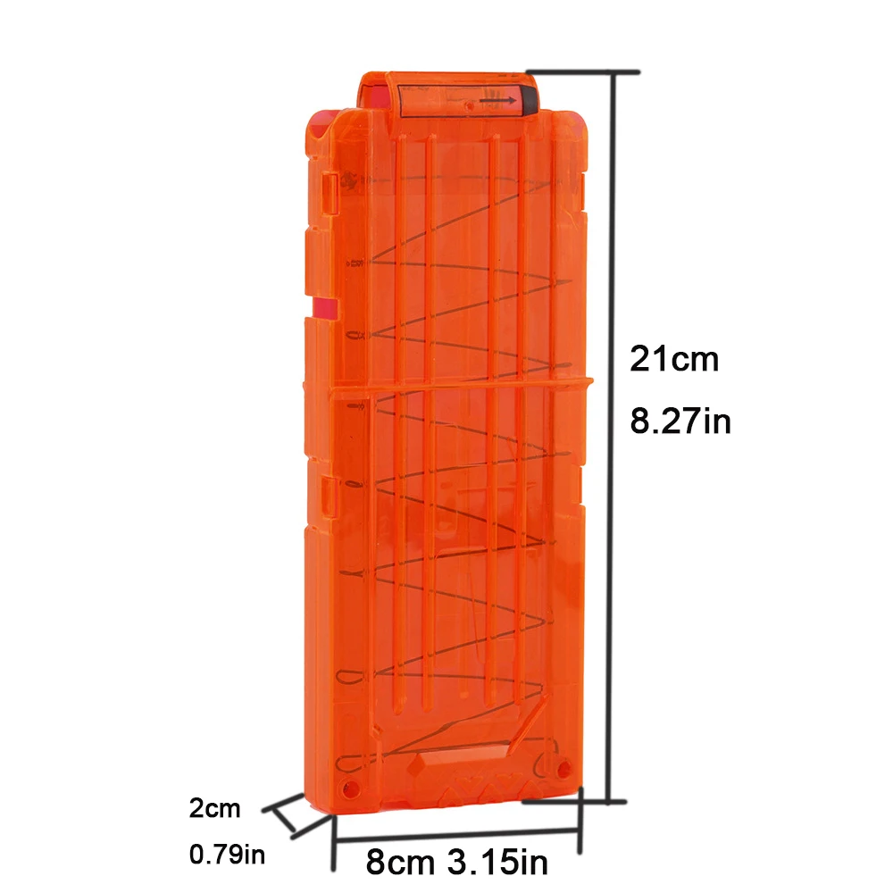 12 журналов для перезарядки, круглые дротики, сменные Пластиковые журналы, игрушечный пистолет, мягкая пуля, оранжевый зажим для Nerf N-Strike Elite