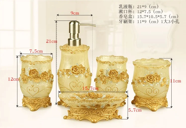 Resin Washing Set Bathroom Household Sanitary Ware Five-piece Bathroom Washing Creative Set with Tray Mouth Washing Cup