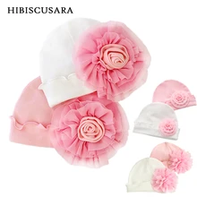 Gorro para bebês meninas com flor, chapéu macio de algodão para recém-nascidos, bebês, tampas infantis para fotografia, adereços de primavera e outono