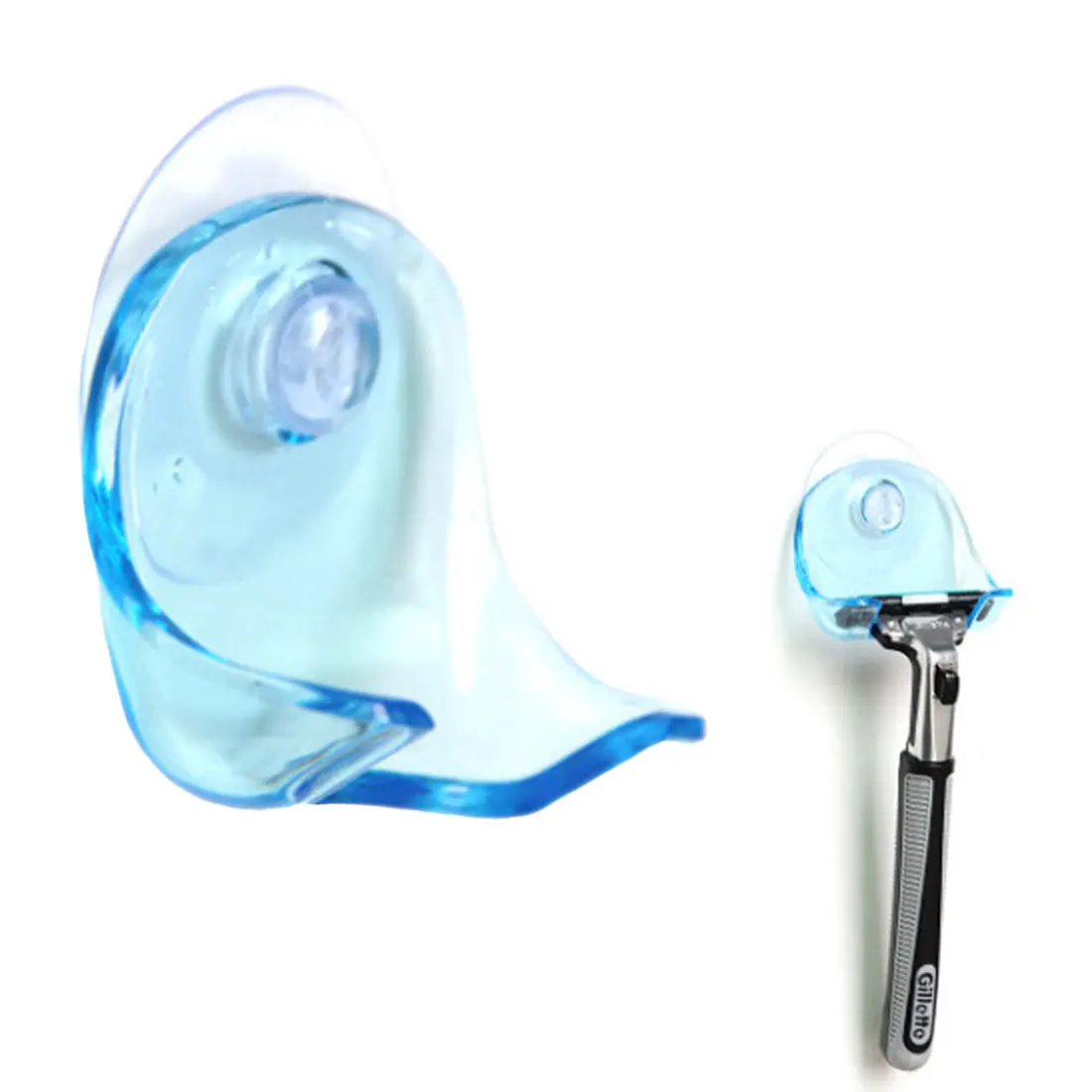 New Plastic Light Blue Super Suction Cup Razor Bathroom Rack Suction