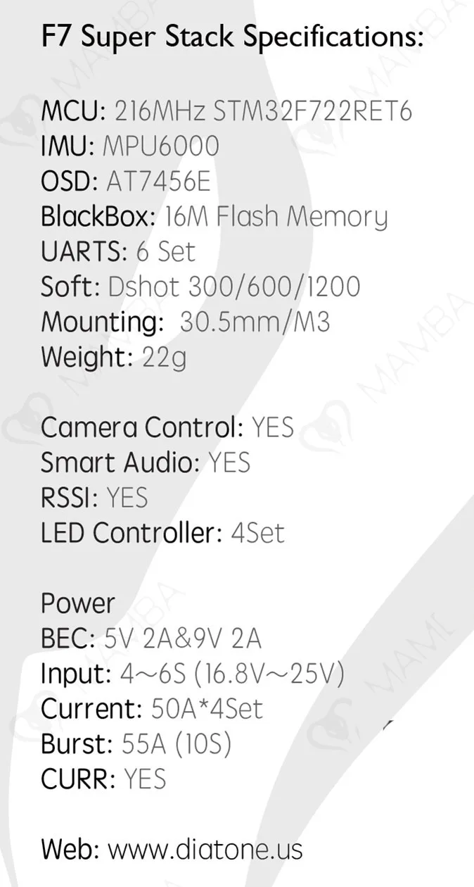 K./Diatone F722fc с 506 4 в 1 esc MAMBA F722S Betaflight Полетный контроллер и 50A 3-6S Blheli_32 Dshot1200 бесщеточный ESC RC Дрон