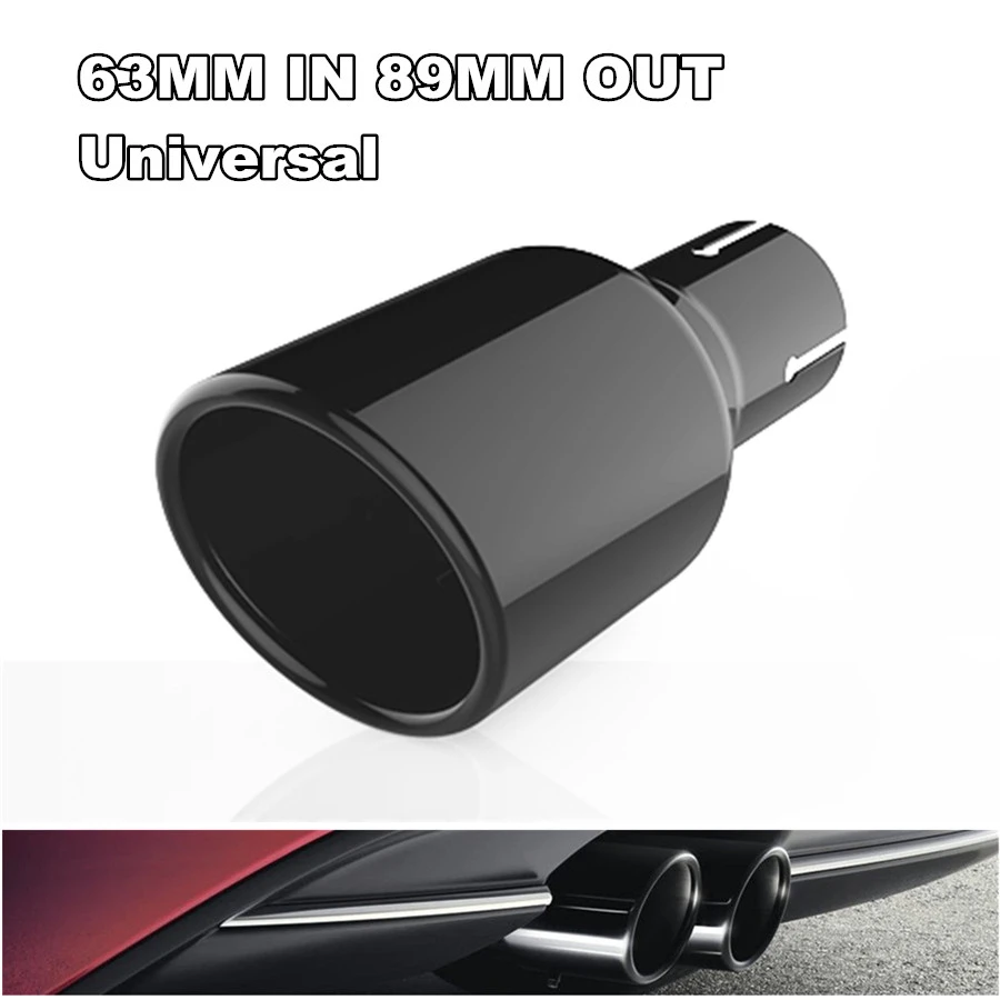 Universal 2.5/" Inlet 3.5/" Outlet Single Bevel Exhaust Pipe Tip Stainless Steel